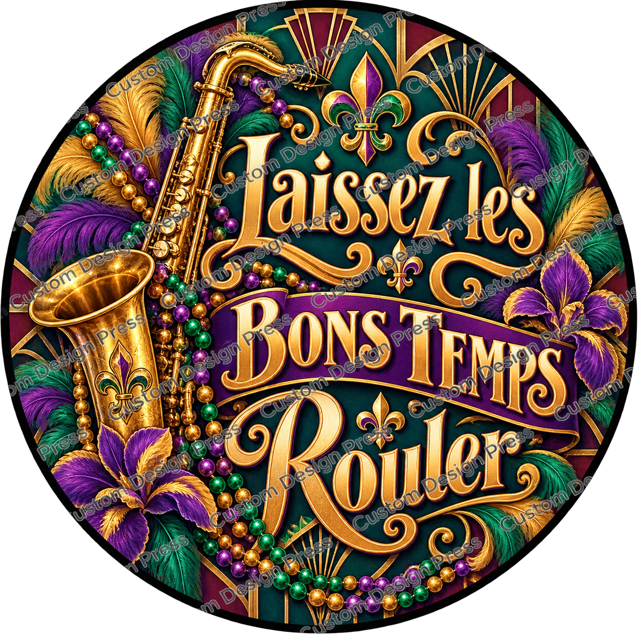 Laissez les Bons Temps Rouler Saxophone Wreath Center Round