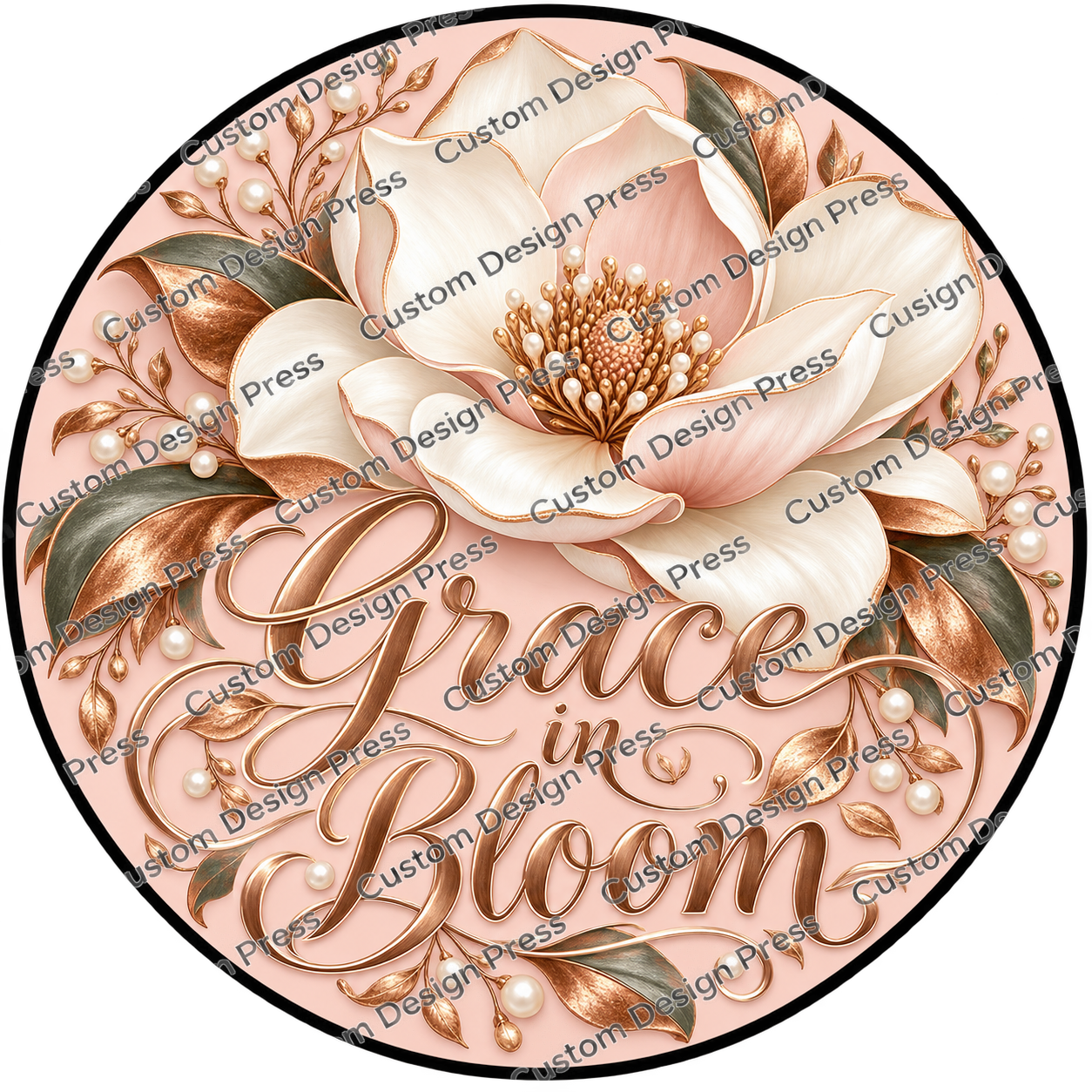 Grace in Bloom Blush Magnolia Wreath Center Round