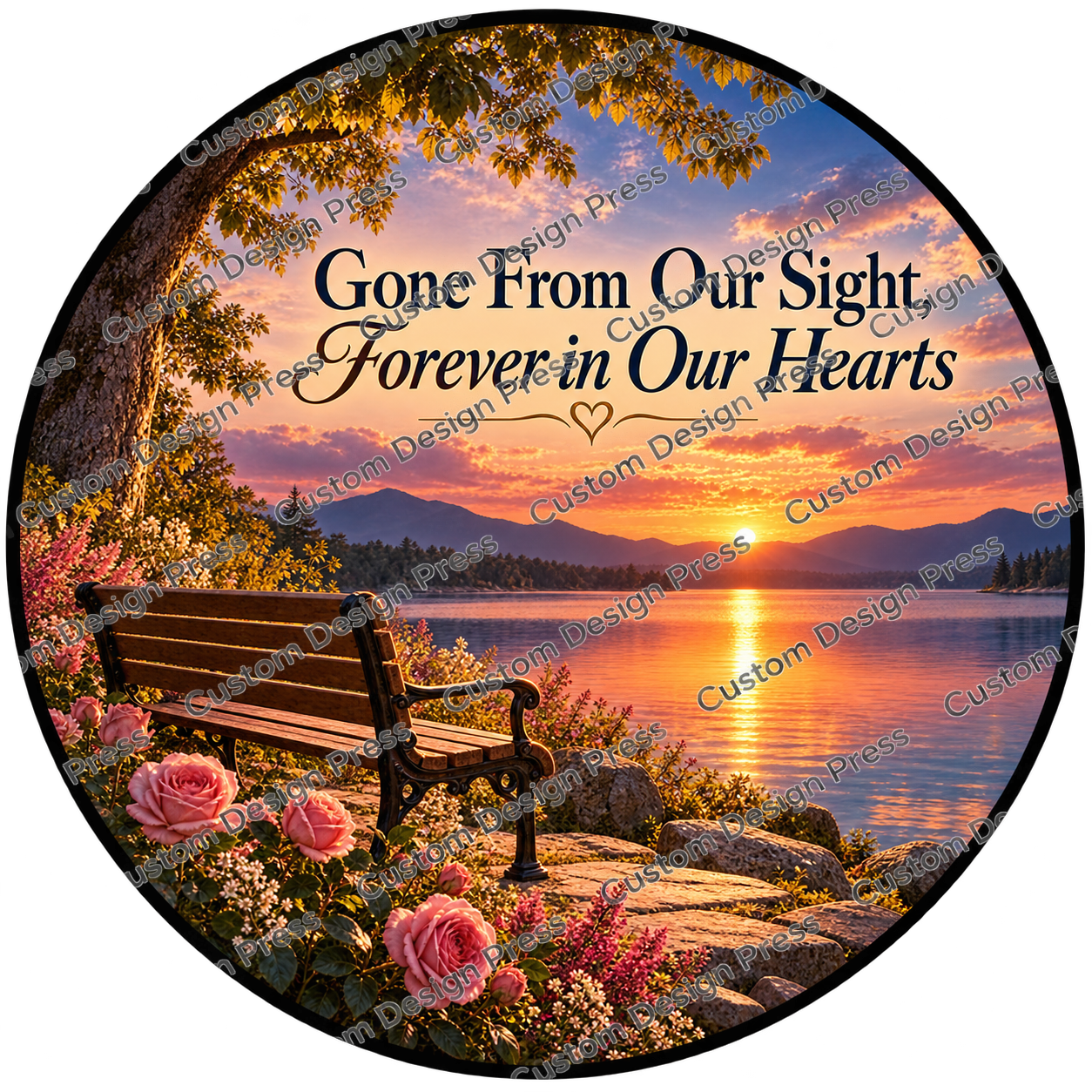 Gone From Our Sight Forever in Our Hearts Wreath Center Round