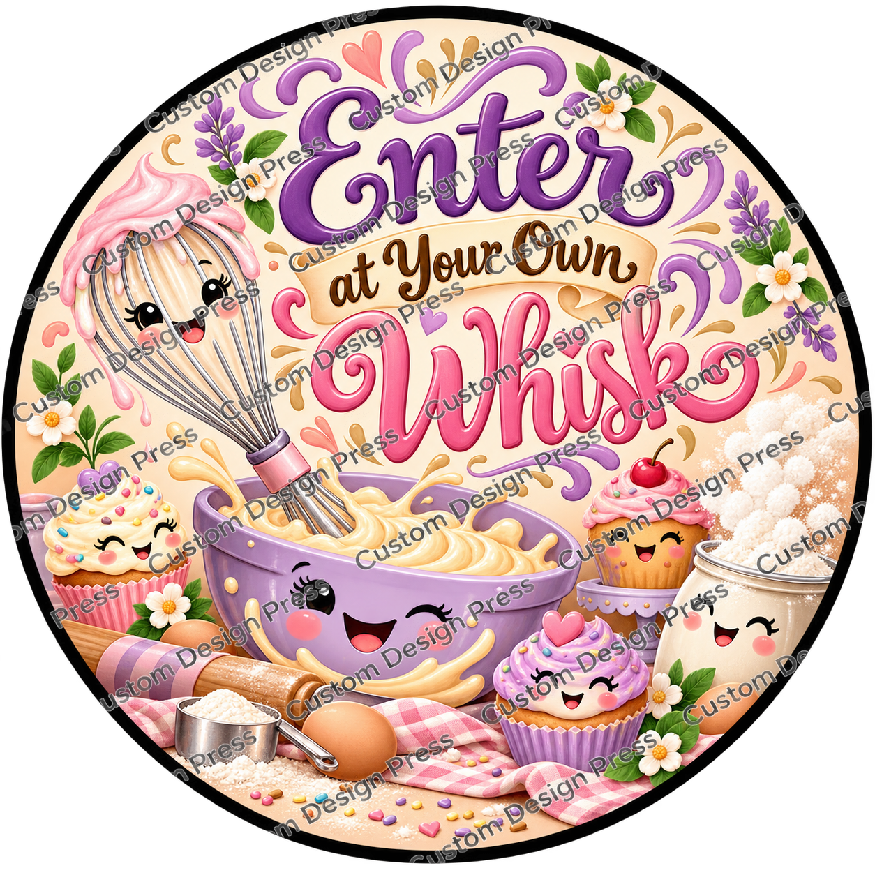 Enter at Your Own Whisk Baking Wreath Center Round