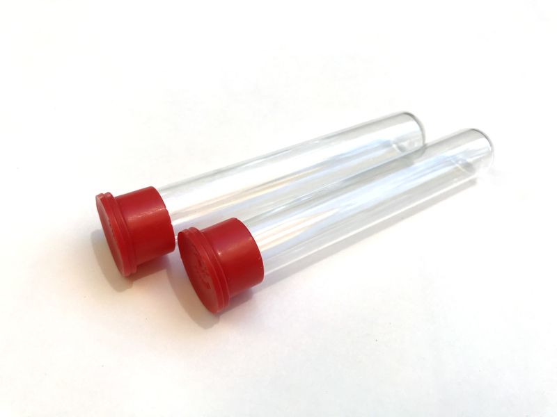 Hummingbird feeder test tubes with red cap, Set of 2.