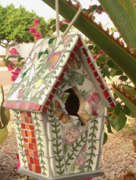 Mosaic Birdhouses with Riley
