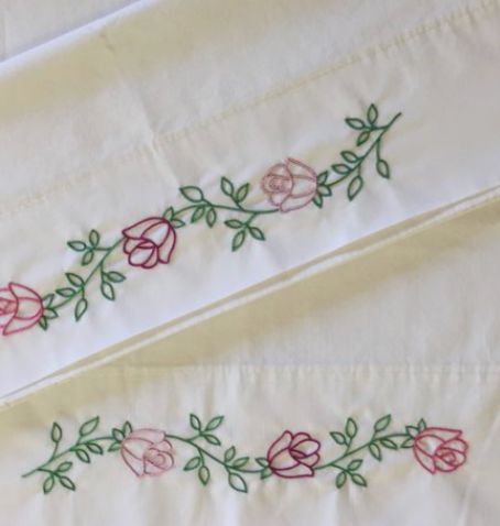 Embroidered Pillowcases with Lin