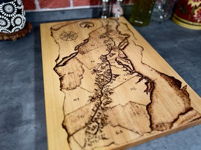 AT Map burn Maple Cutting Board