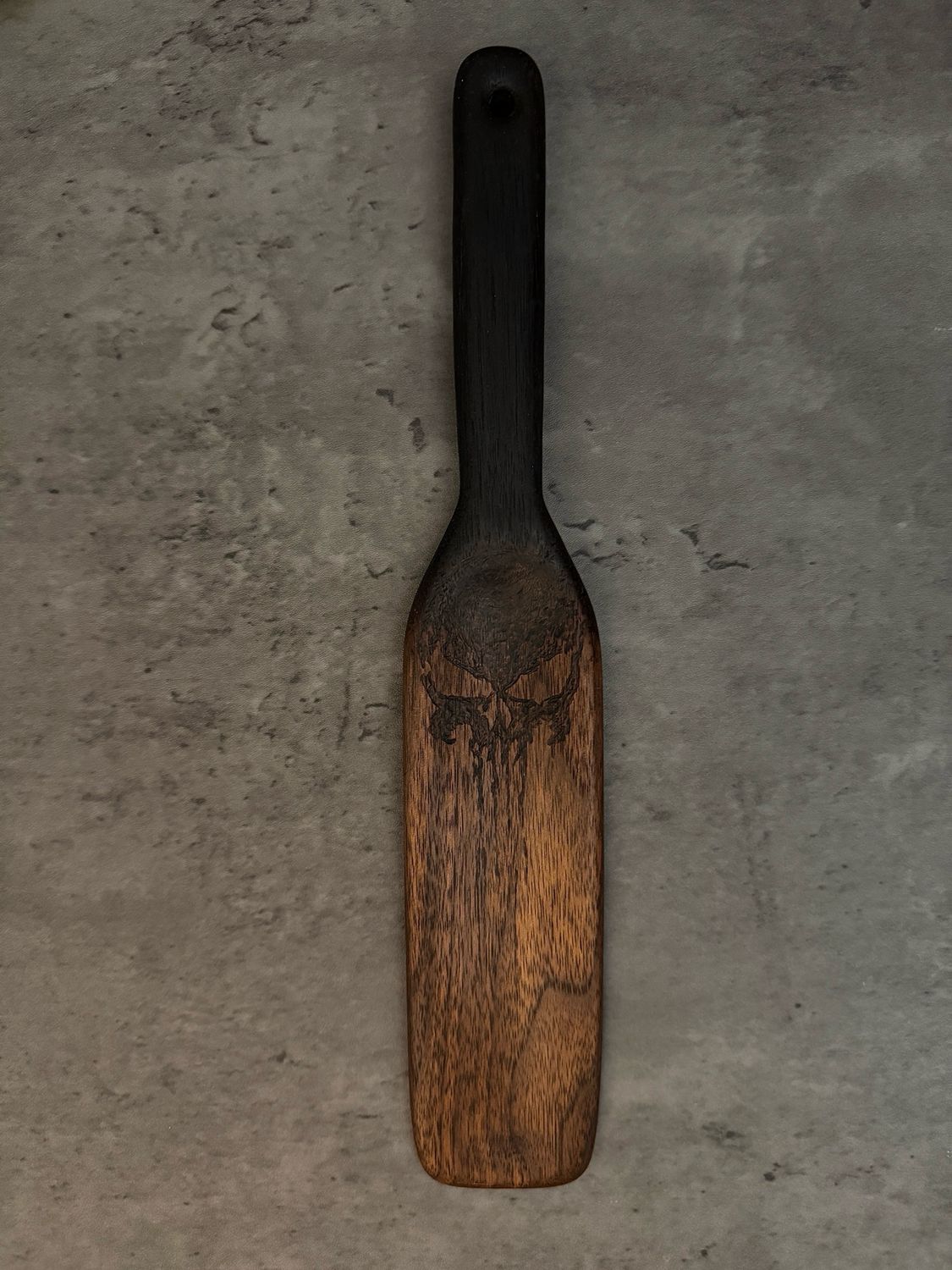 Black Walnut Spurtle w Skull Design