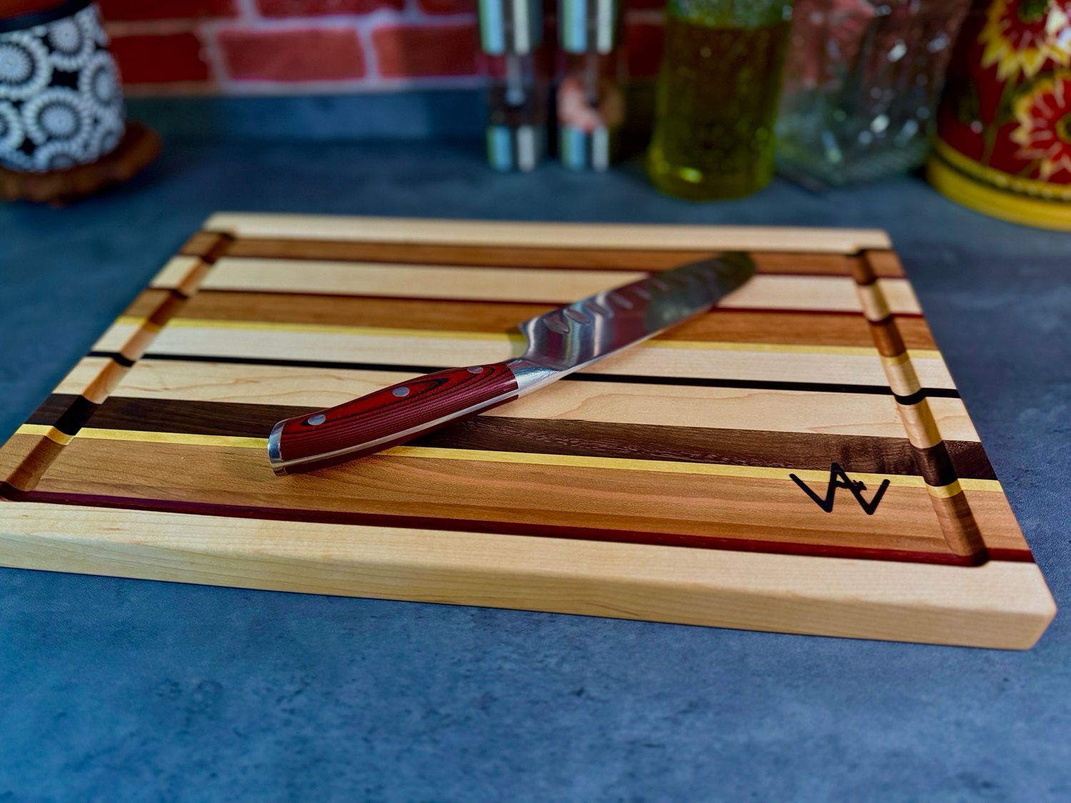 Edge Grain Multi Wood Board w Juice Groove