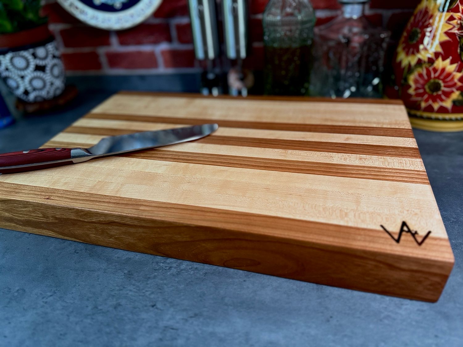 Large Edge Grain Maple w Cherry Stripes