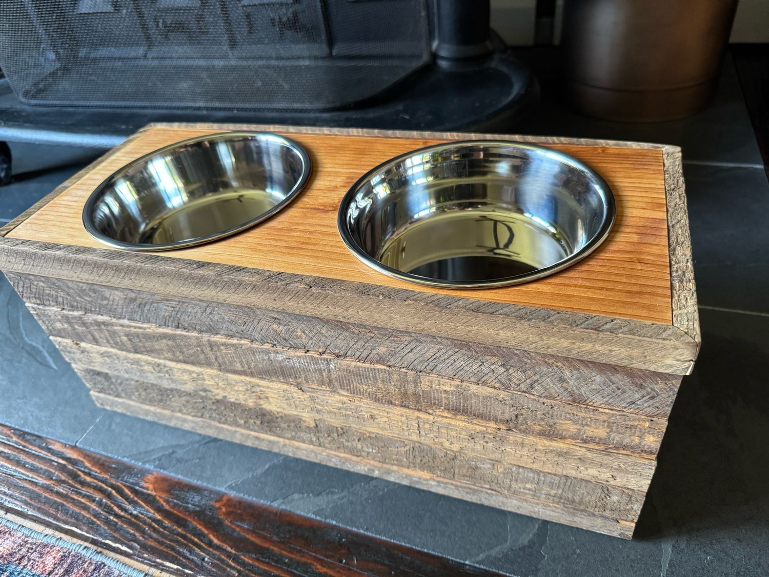 Dog Food &amp; Water Stand with Bowls