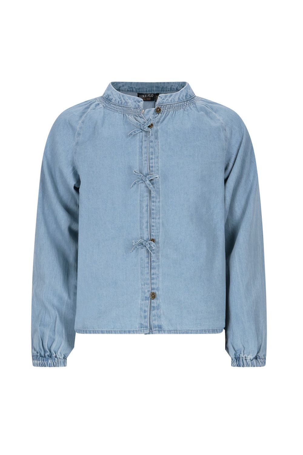 Like Flo Chei Flo girls chambrey blouse with lt denim F508-5101