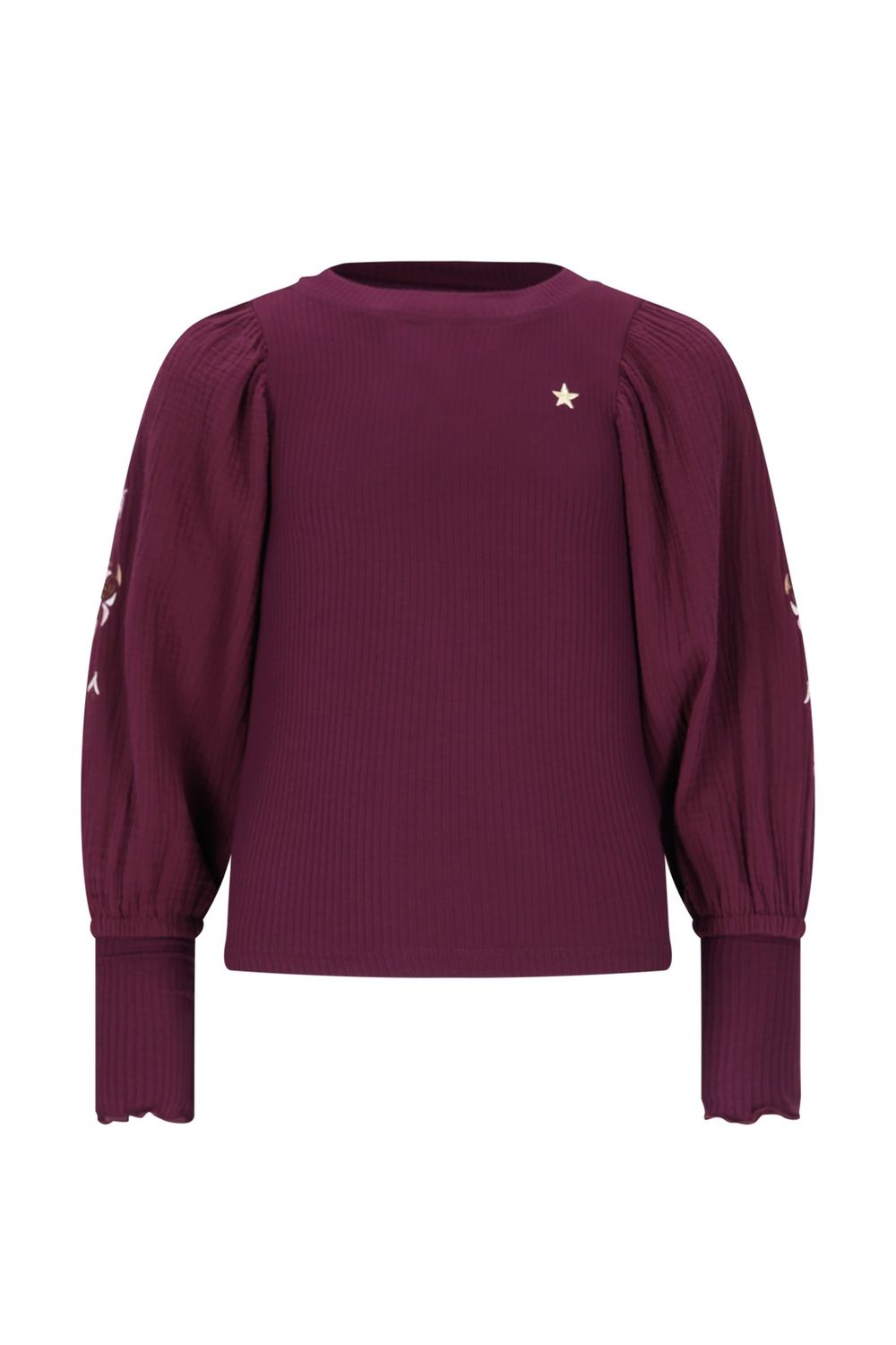Like Flo Eloise Flo girls top with rib body a Cherry F508-5402