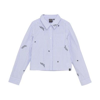 Indian Blue Jeans Shirt Cropped Stripe Chambray Blue 970497