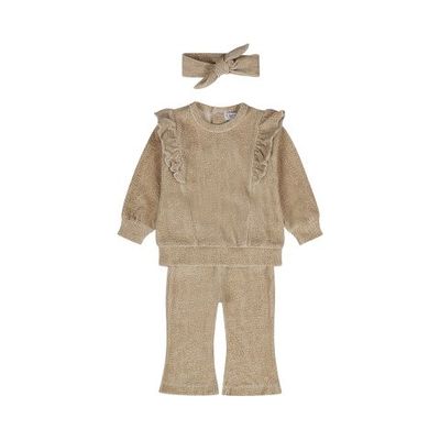 Dirkje 2 pce babysuit + headband 02 Girls p Beige grey O56342-35