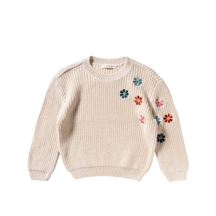 Your Wishes Embroidered Flowers | Sweater Oyster Gray YAW25-062MBN