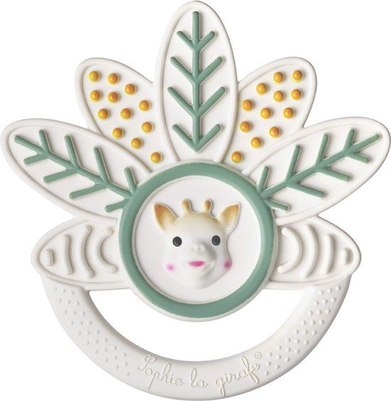 Sophie de Giraf 5-Senses bijtring blad in witte geschenkverpakking