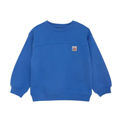 Daily Seven Oversized Sweater Textprint Dusty Kobalt 920176