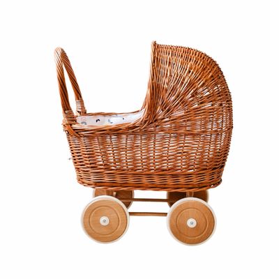 Rieten poppenwagen met kap, summer fruit