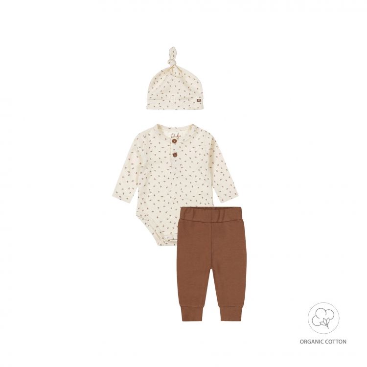 Dirkje 2 pce babysuit + hat organic cotton Brown WN1241