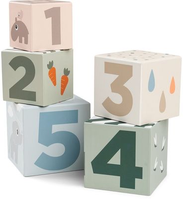 donebydeer Stacking cubes 5 pcs Deer friends Colour mix donebydeer Stacking cubes 5 pcs Deer friends Colour mix