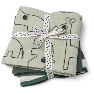 donebydeer Burp cloth 3-pack GOTS Deer friends Green donebydeer Burp cloth 3-pack GOTS Deer friends Green