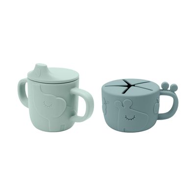 donebydeer Peekaboo spout/snack cup set Deer Blue