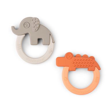 donebydeer Teether 2-pack Deer friends Papaya/Sand donebydeer Teether 2-pack Deer friends Papaya/Sand