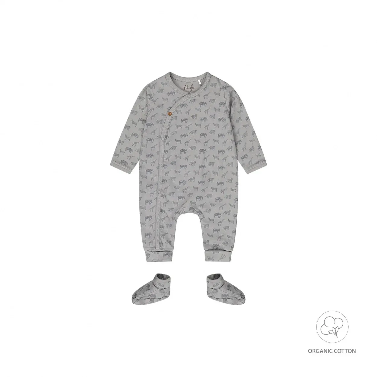 Dirkje 1 pce babysuit + booties organic cot Light faded blue WN1260
