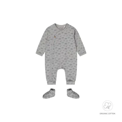 Dirkje 1 pce babysuit + booties organic cot Light faded blue WN1260