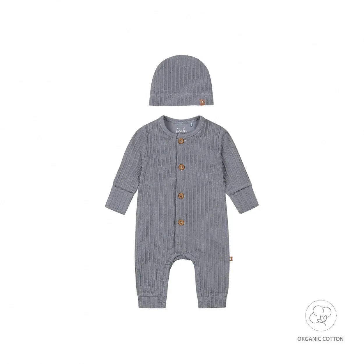 Dirkje 1 pce babysuit + hat organic cotton Faded blue WN1267