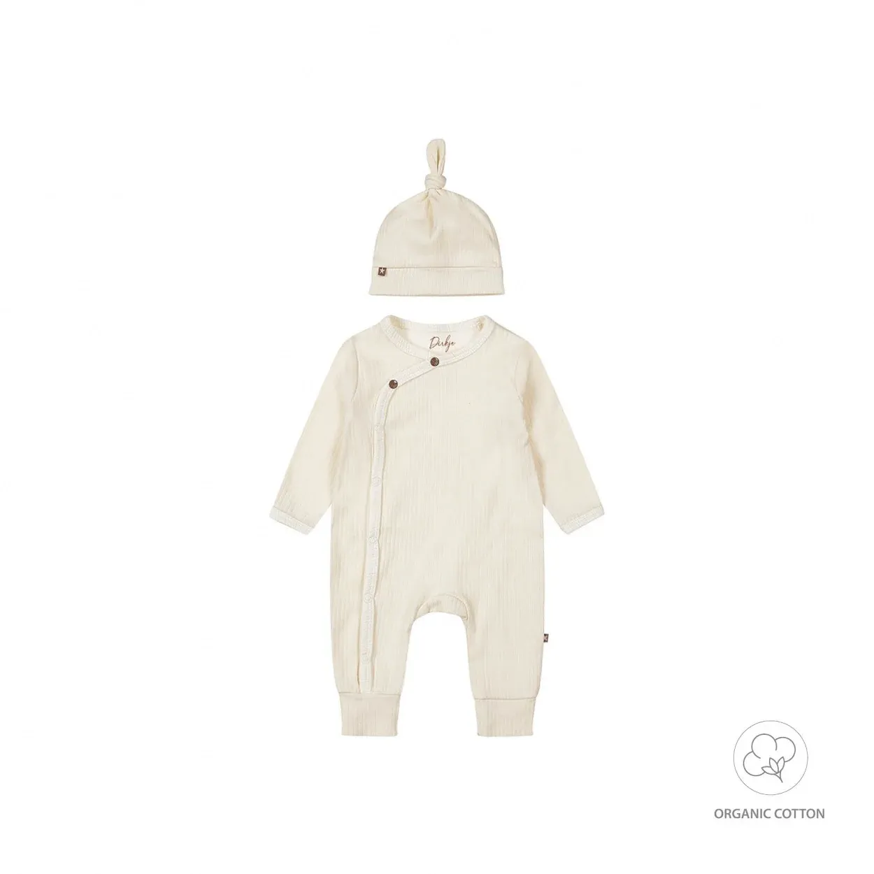 Dirkje 1 pce babysuit + hat organic cotton Off white WN1240