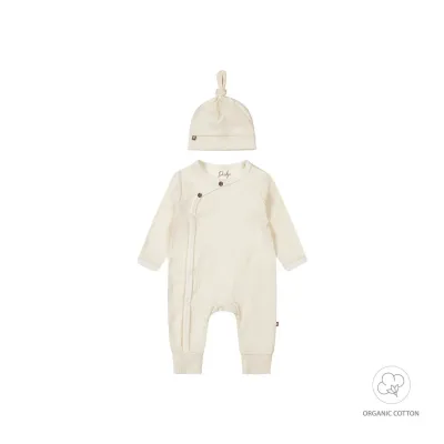 Dirkje 1 pce babysuit + hat organic cotton Off white WN1240