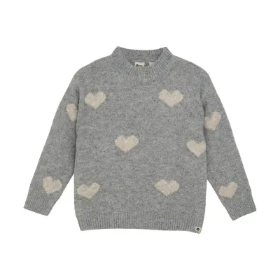 Daily Seven Knitted Sweater Heart Medium Grey Melange 930278