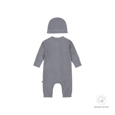 Dirkje 1 pce babysuit + hat organic cotton Faded blue WN1267