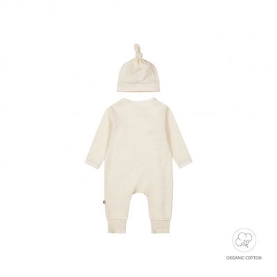 Dirkje 1 pce babysuit + hat organic cotton Off white WN1240