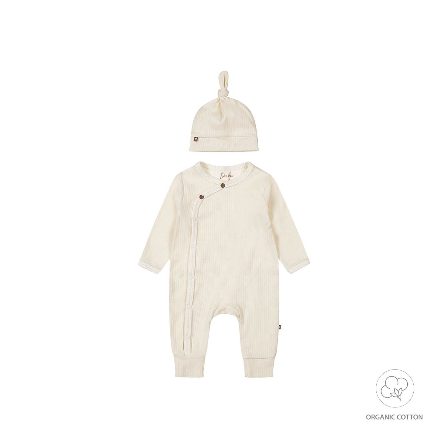 Dirkje 1 pce babysuit + hat organic cotton Off white WN1240