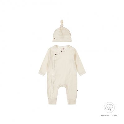 Dirkje 1 pce babysuit + hat organic cotton Off white WN1240