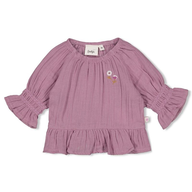 Feetje Longsleeve ruches mousseline - Flower Violet