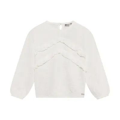 Daily Seven T-shirt Longsleeve Ruffle Egret 930340