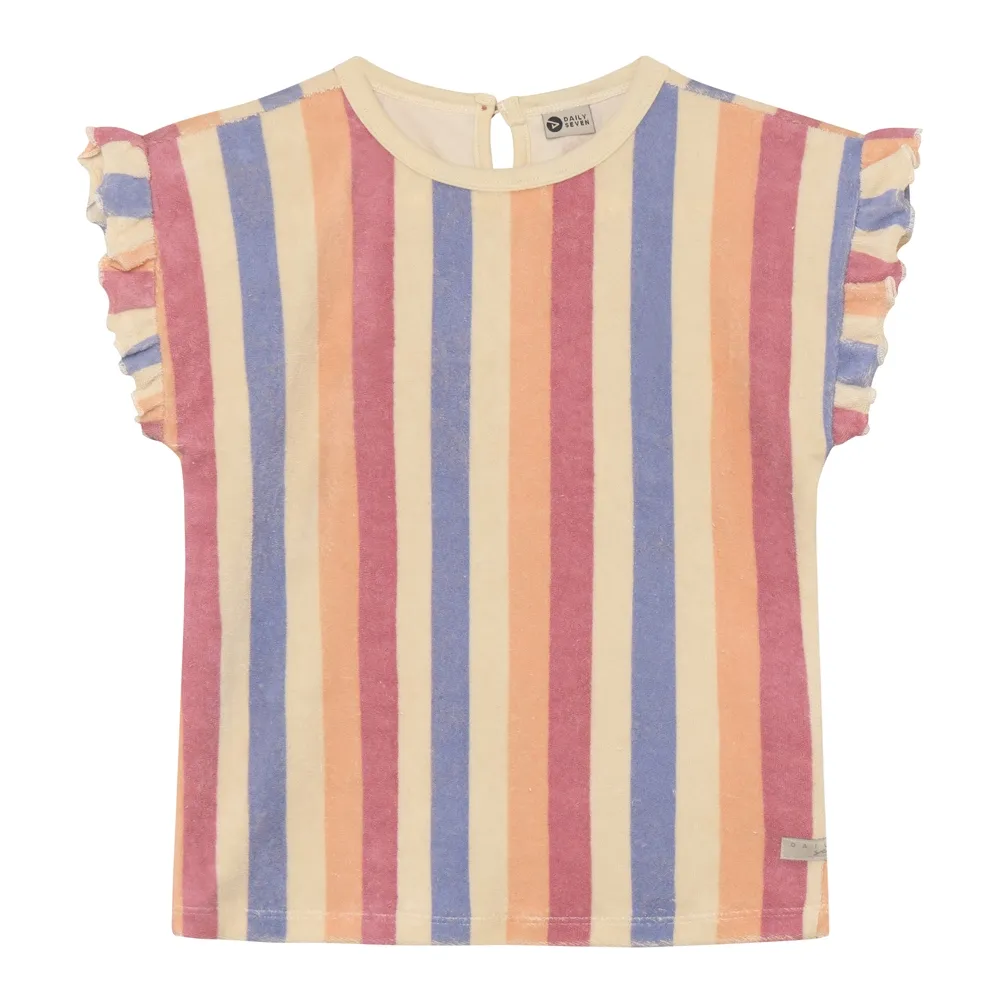 Daily Seven T-shirt Terry Striped Heather Rose 930403