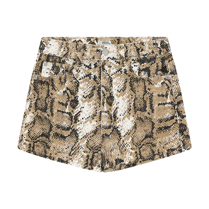 Indian Blue Jeans Short Loose Fit Print Sandshell 970807