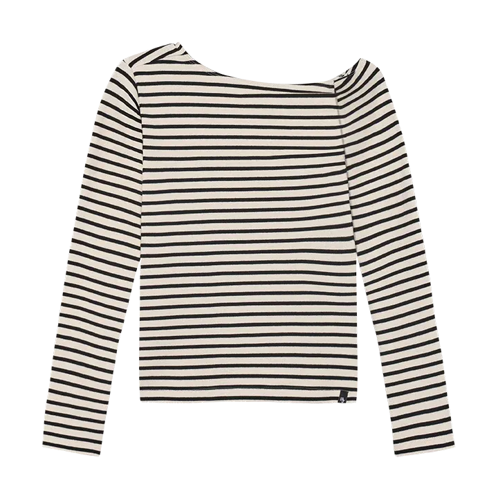 Indian Blue Jeans Longsleeve Offshoulder Stripe Sandshell 970615