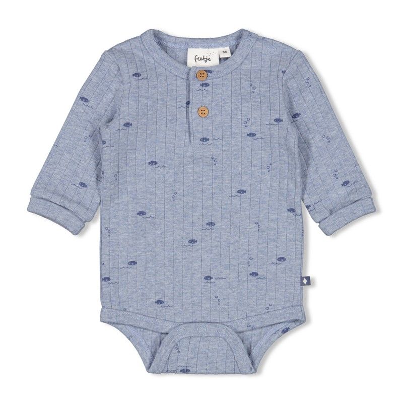 Feetje Romper rib AOP - Blue Ocean Blue Melange