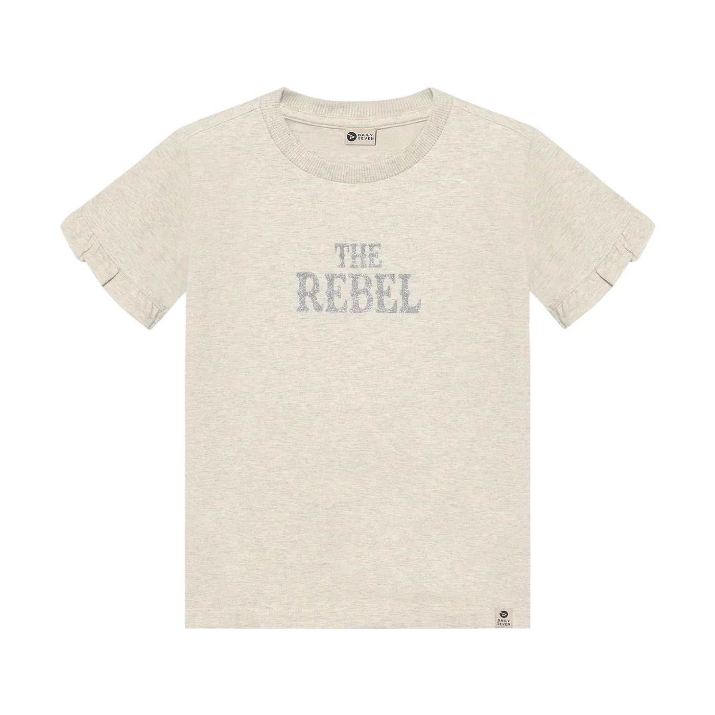 Daily Seven T-shirt Rebel Print Creme Grey Melange 930351