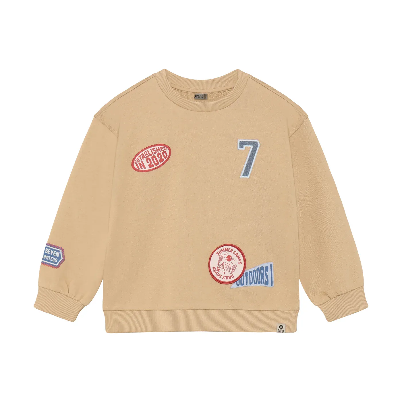 Daily Seven Oversized Sweater Badges Latte Sand 920288
