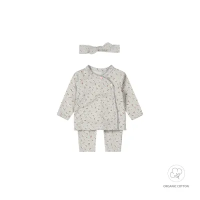 Dirkje Baby setje bloem Faded blue WN1205