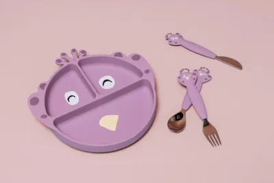 Trixie Siliconen Eetset 3 stuks - Mrs. Peac Purple 96-465