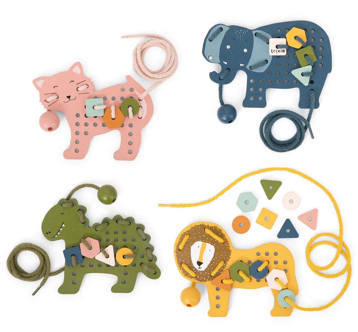 Trixie-Baby Houten Rijgspel met dieren Blue 36-232
