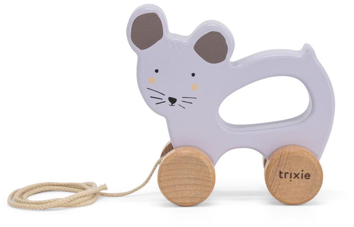 Trixie-Baby Houten Trekspeeltje - MRS.Mouse Purple 36-525