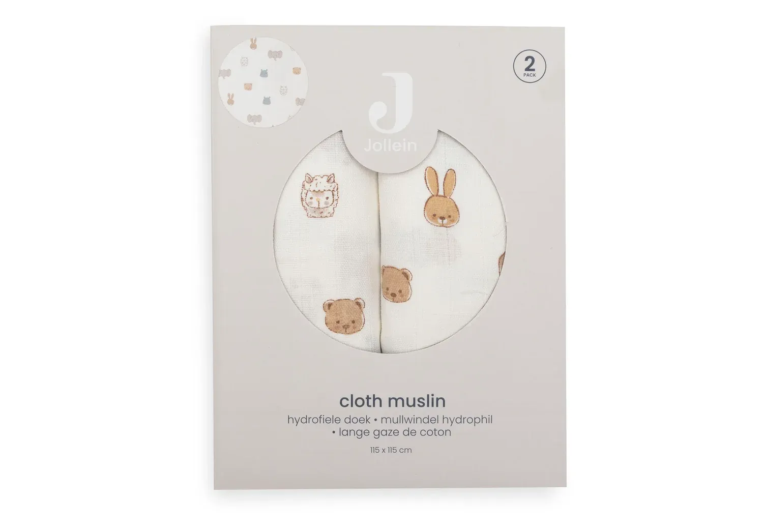 Jollein Hydrofiele Doek Large - Jollies 2pk AOP 535-852-68196