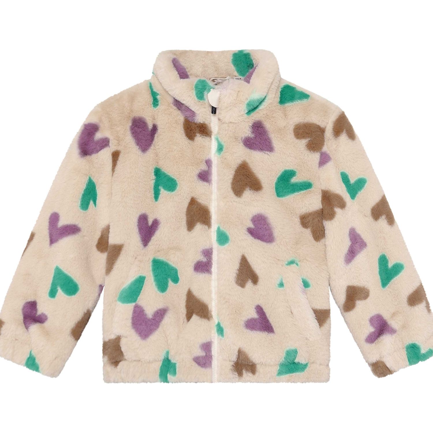 Daily Seven Teddy Jacket Hearts Sandshell 930456