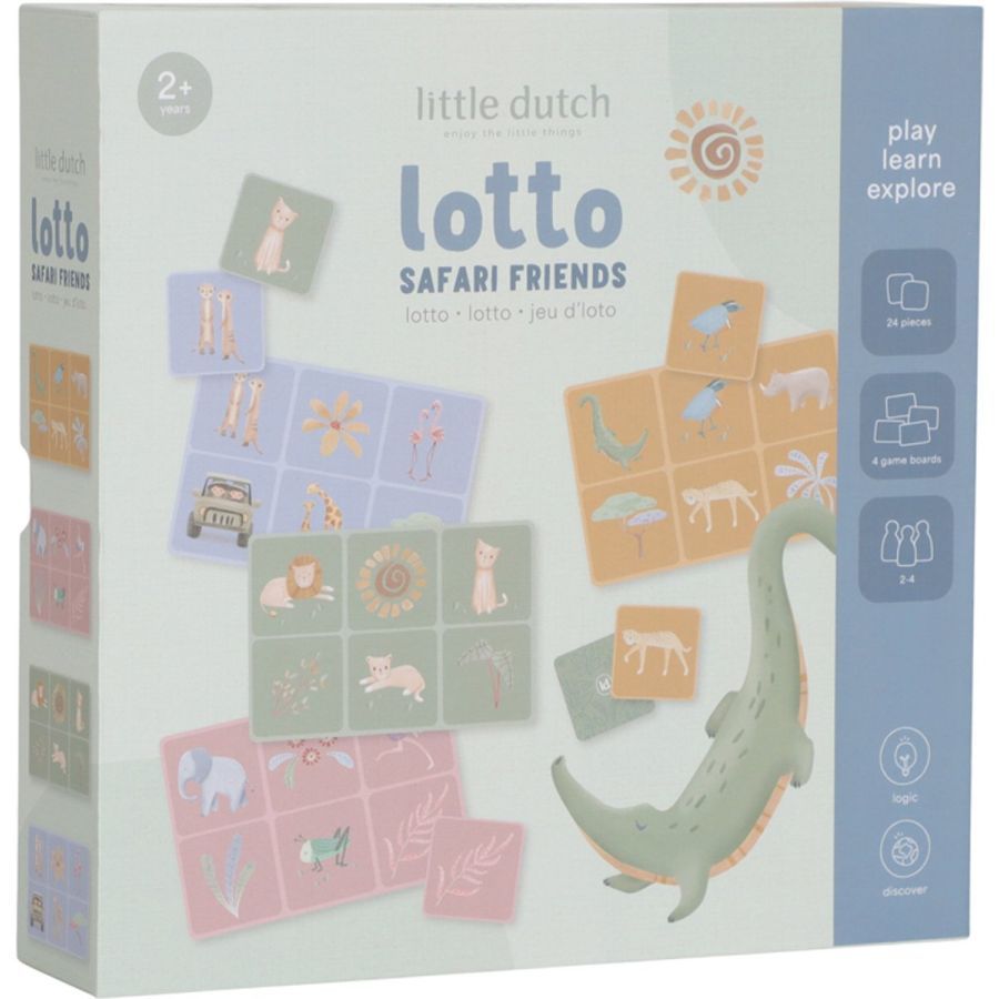 Little Dutch Lotto spel - Safari Friends FSC Green, blue, red, yellow, oran LD74